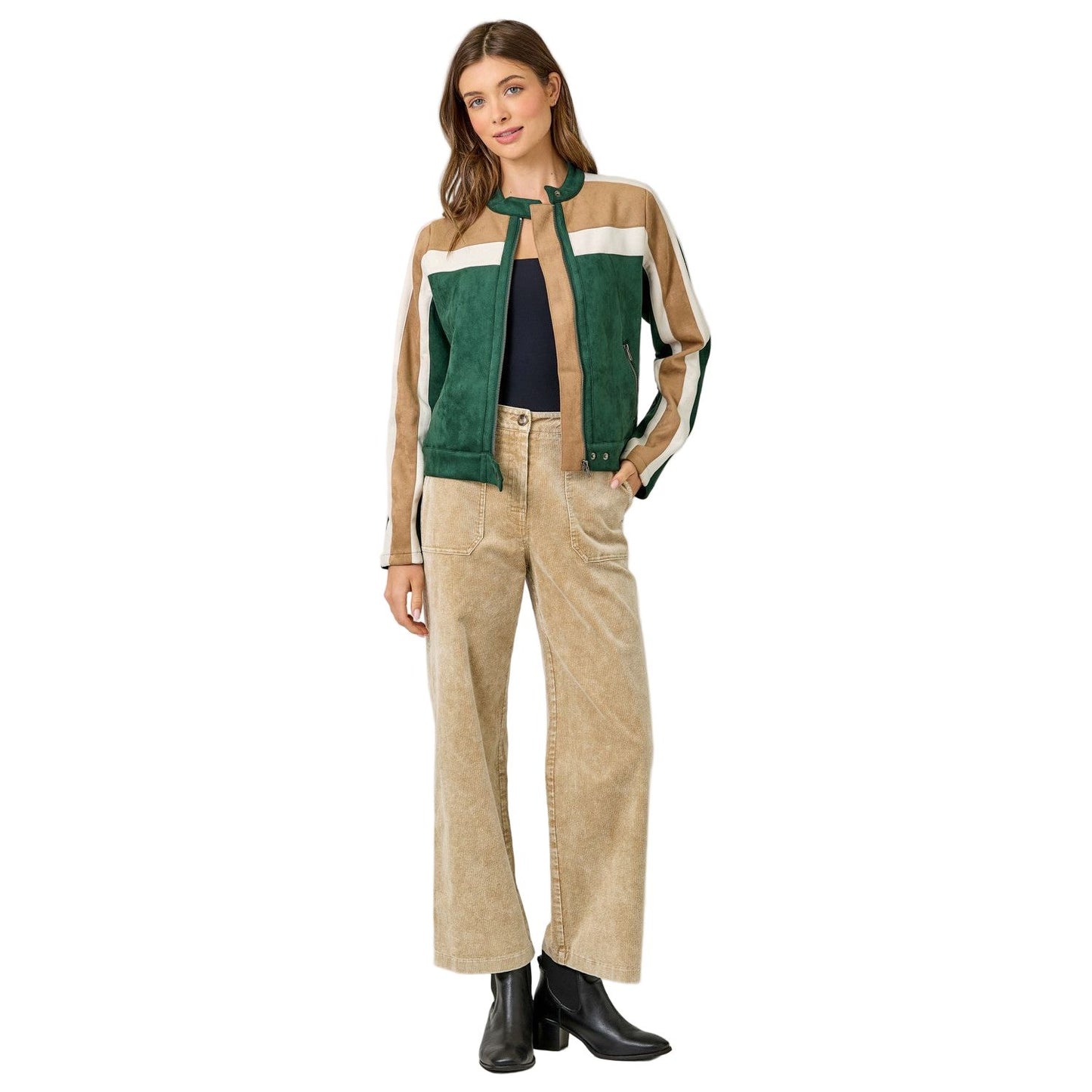 Women's Color Blocked Moto Jacket 60861