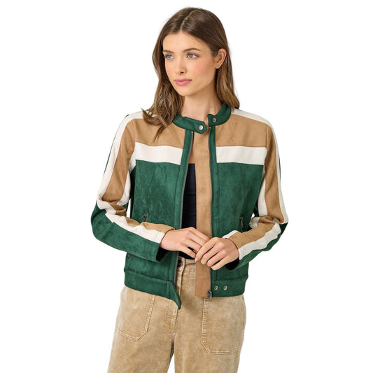 Women's Color Blocked Moto Jacket 60861