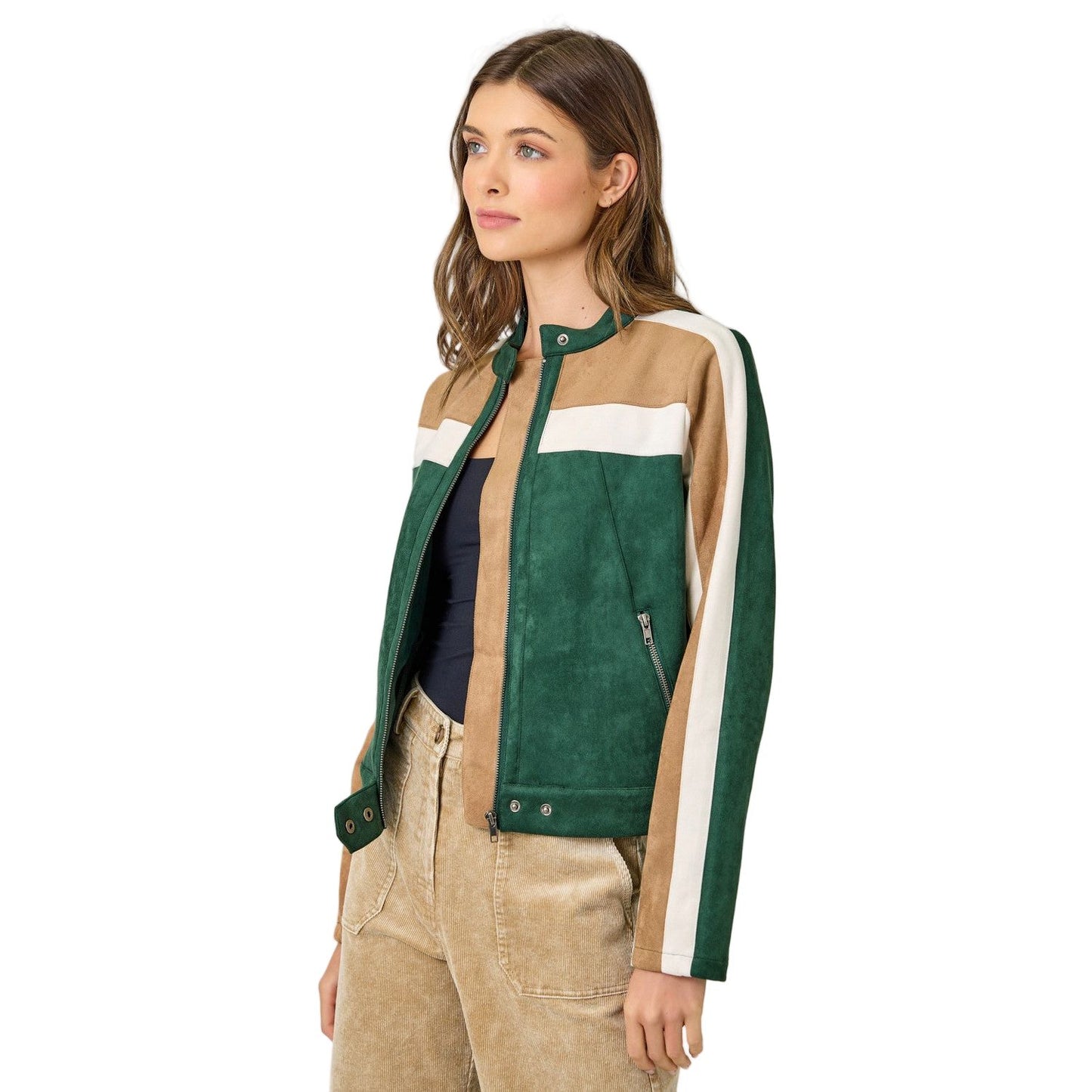 Women's Color Blocked Moto Jacket 60861