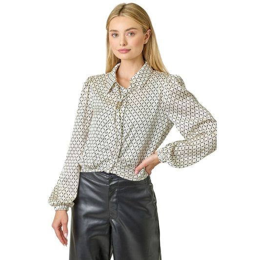 Women's Geo Print Scarf Blouse 61211