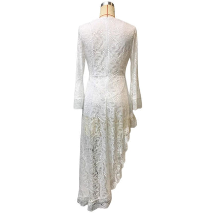 Women's Western Boho Lace V-neck Midi Dress DY507534