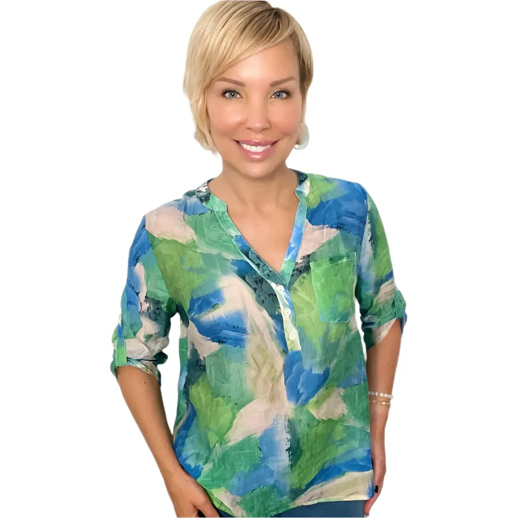 Women's TruBlu Blithe Blouse 242GRN - Crazy House Western Wear