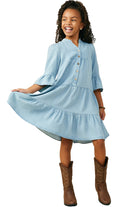 Girls Hayden Washed Button Detail Ruffle Sleeve Tencel GY9054