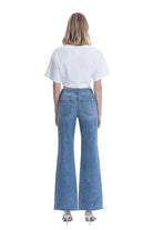 Women's High Rise Distressed Slit Hem Vintage Flare Jeans F9071