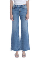 Women's High Rise Distressed Slit Hem Vintage Flare Jeans F9071