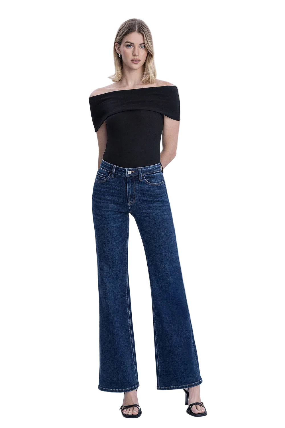 Vervet Women's High Rise Dark Wash Vintage Flare Jeans 