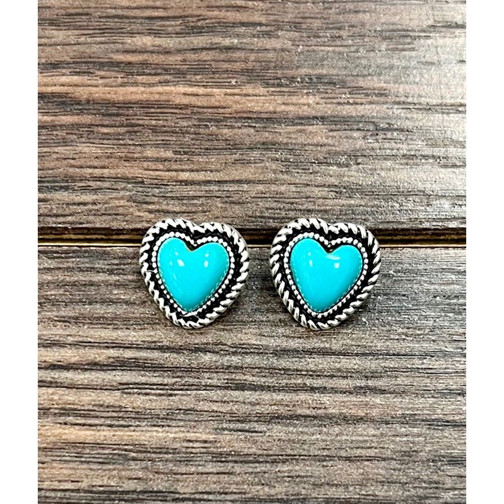 Isac 9mm Heart Stone Stud Earrings 726405-1