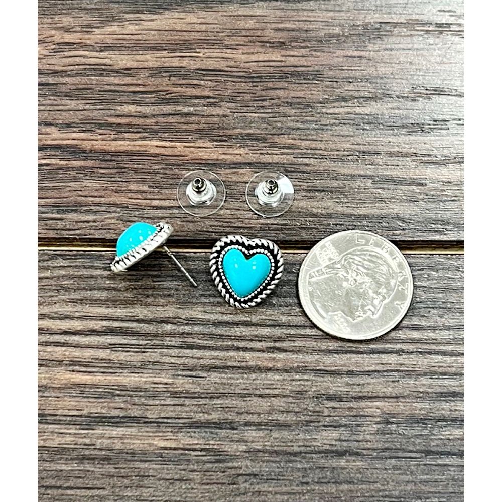 Isac 9mm Heart Stone Stud Earrings 726405-1