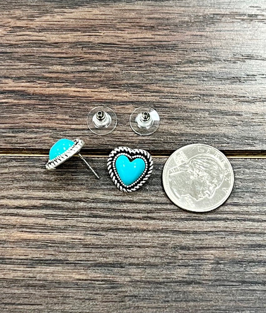 Isac 9mm Heart Stone Stud Earrings 726405-1