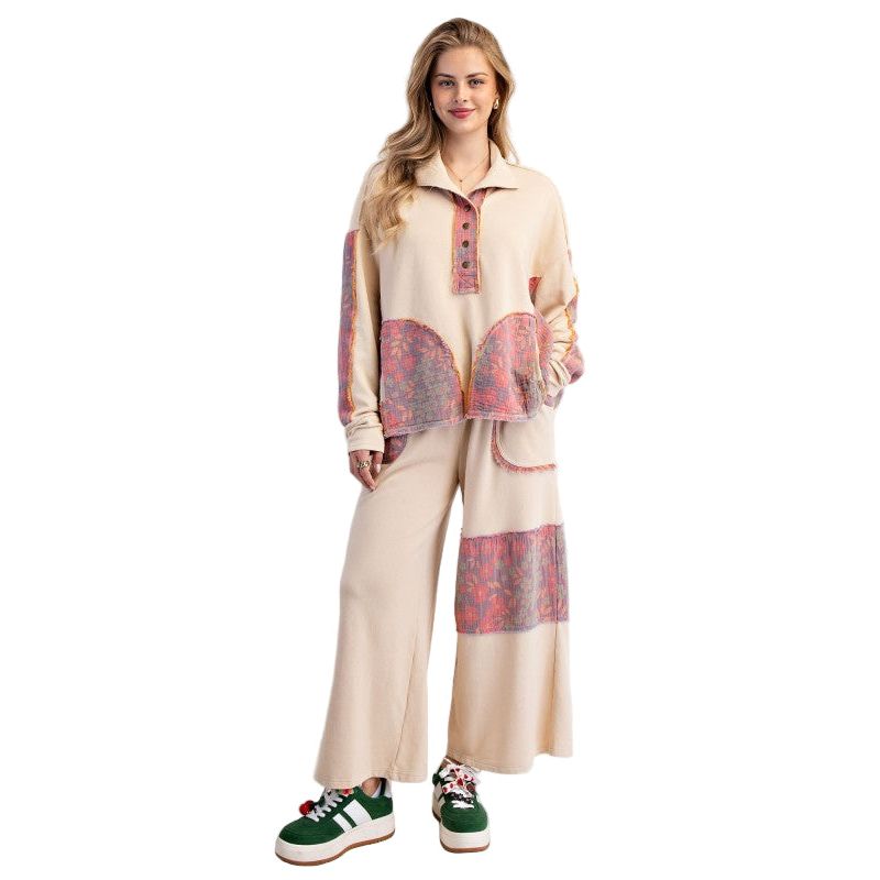 Women's Floral Print Terry Pullover ET71578