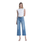 Women's Flying Monkey High Rise Raw Hem Crop Slim Wide Leg Jeans F6046