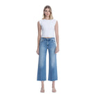 Women's Flying Monkey High Rise Raw Hem Crop Slim Wide Leg Jeans F6046