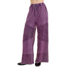Women's Mineral Washed 2 tone Terry Wide-leg pants Purple HP6335P2