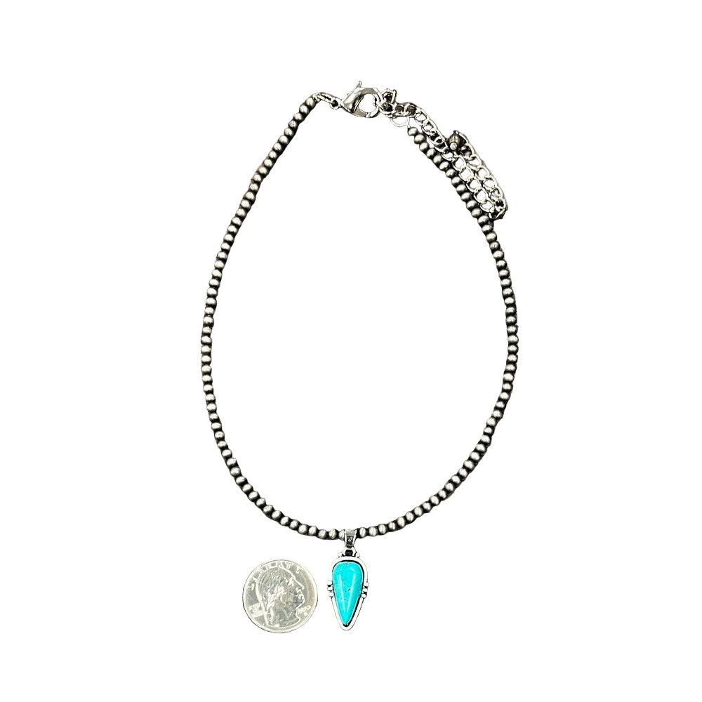 Women's Isac Handmade Navajo Arrowhead Turquoise Necklace 