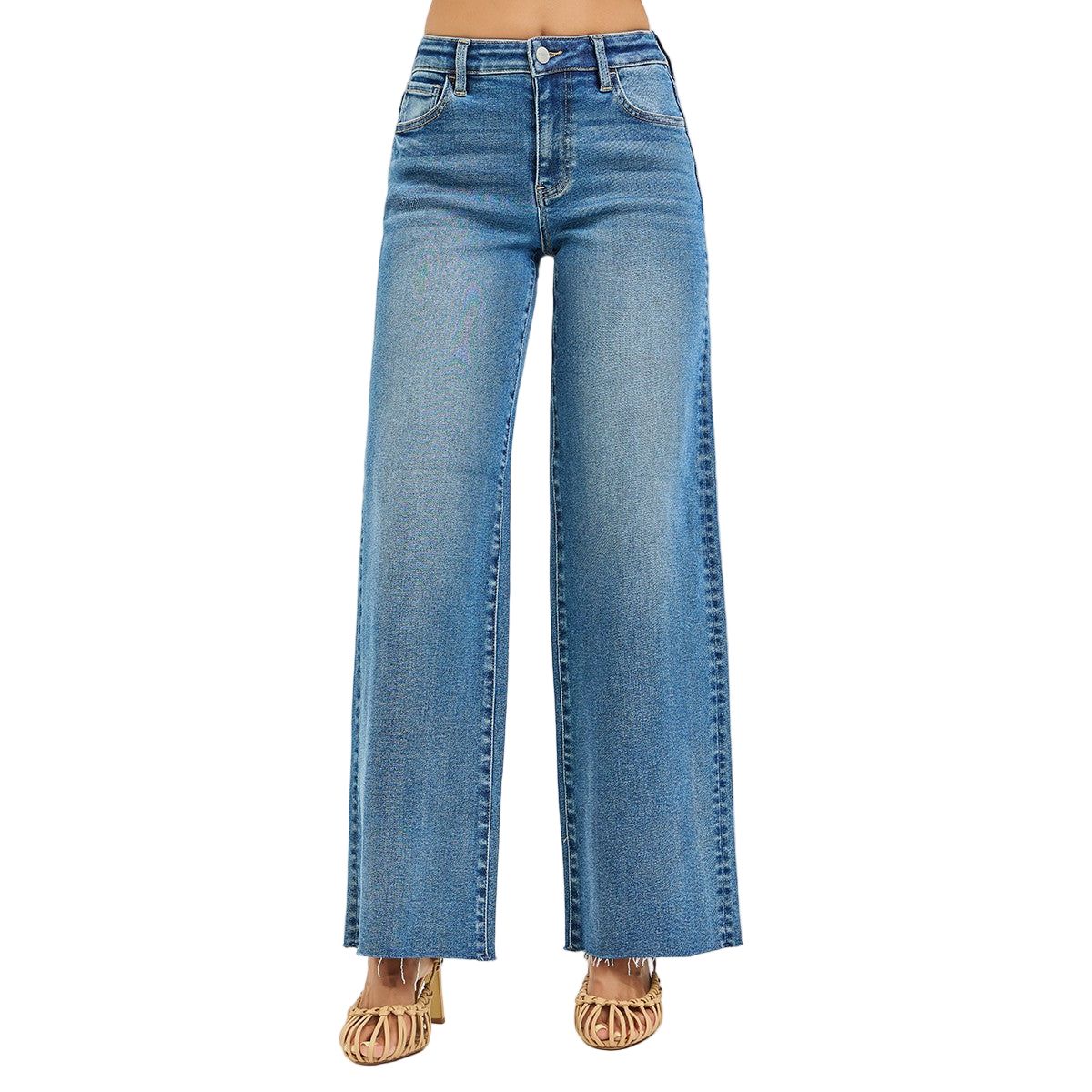 Women's Risen Plus Size High Rise Wide Leg Jeans PW21600X