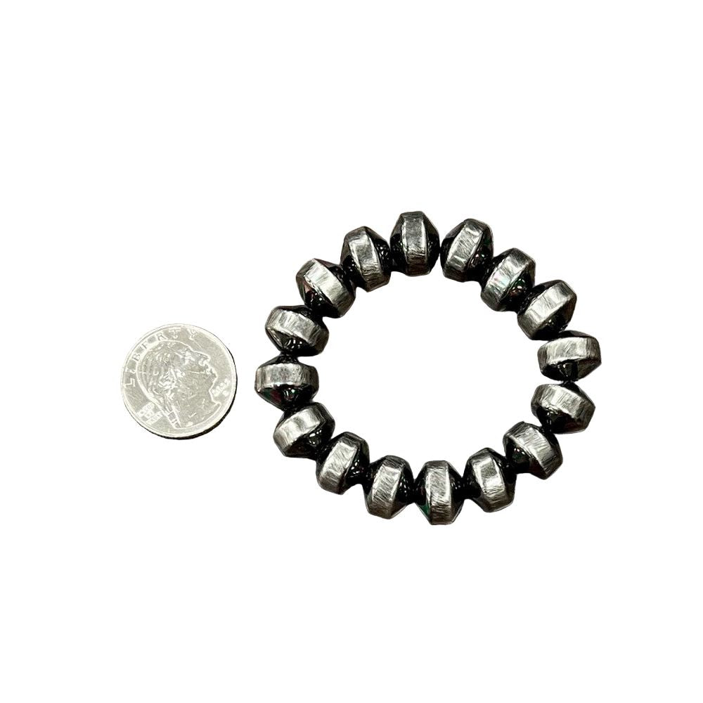 Women's Isac Handmade 12mm Polish Navajo Bead Stretch Bracelet 