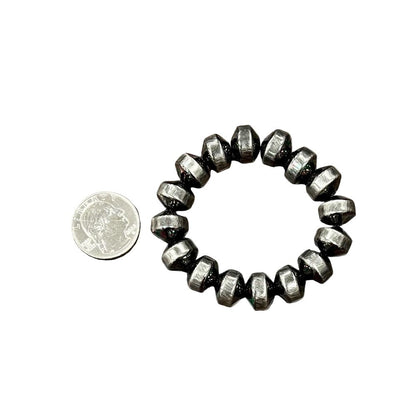 Women's Isac Handmade 12mm Polish Navajo Bead Stretch Bracelet 
