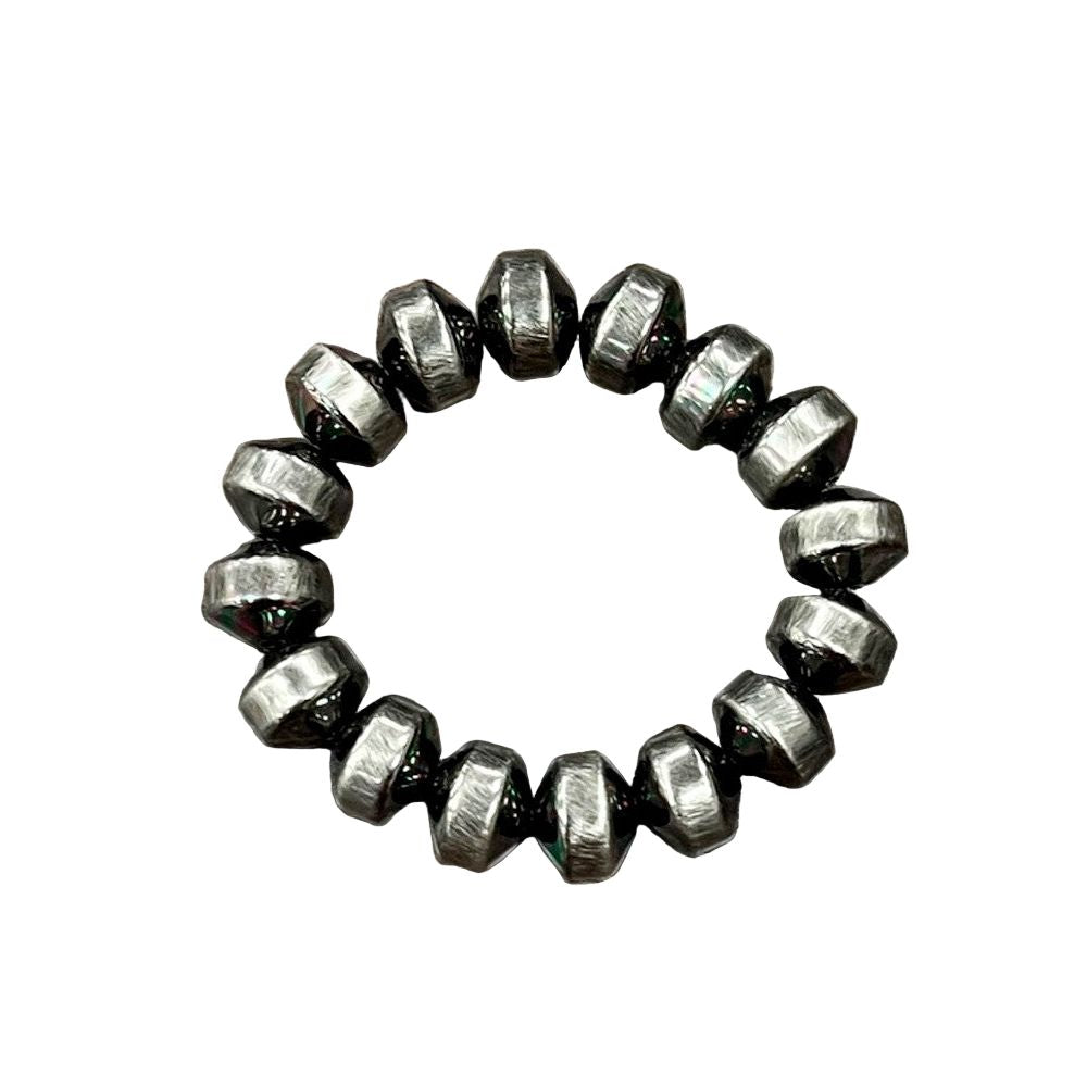Women's Isac Handmade 12mm Polish Navajo Bead Stretch Bracelet 
