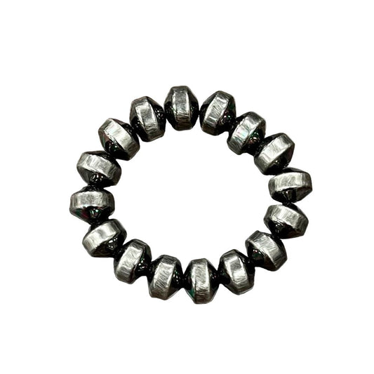 Women's Isac Handmade 12mm Polish Navajo Bead Stretch Bracelet 