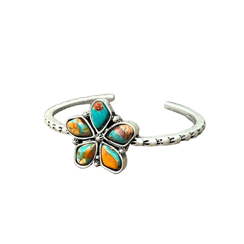 Women's Isac Navajo Gemstone "C" Cuff Bracelet 