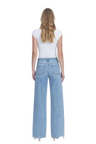 Women's Flying Monkey High Rise Medium Light Wash Raw Hem Wide Jeans F9053