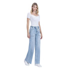 Women's Flying Monkey High Rise Drawstring Waistband Wide Leg Jeans F6065