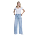 Women's Flying Monkey High Rise Drawstring Waistband Wide Leg Jeans F6065