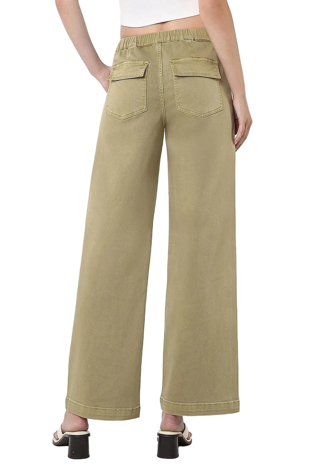 Women's Vervet High Rise Elastic Drawstring Wb Baggy Wide Jeans V3798HRB