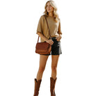 Women's Short Sleeve Oversized Sweater Top SNS2175