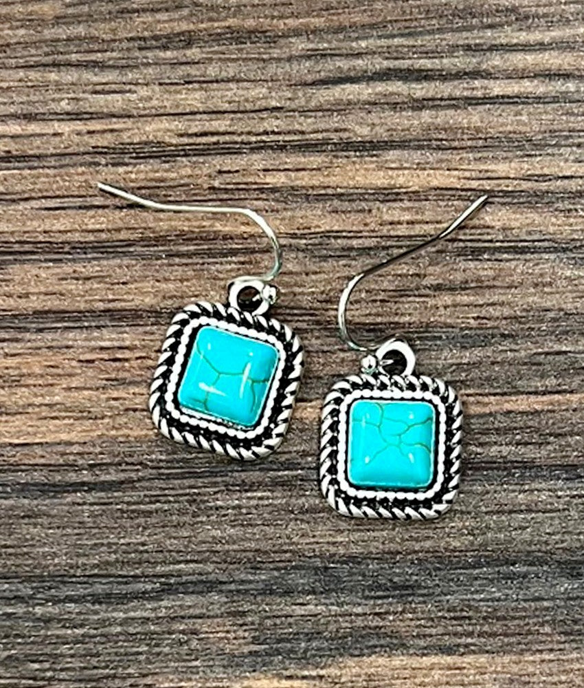 Women's Isac 8mm Square Stone Earrings 726466