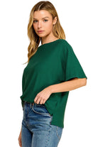 Women's Hunter Green Solid Ribbed Basic Top 