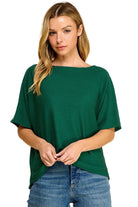Women's Hunter Green Solid Ribbed Basic Top 