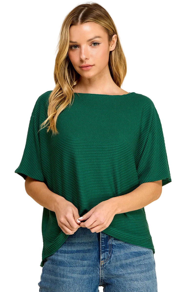 Women's Hunter Green Solid Ribbed Basic Top 