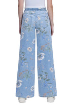Vervet Women's High Rise Drawstring WB Floral Print Wide Jeans 