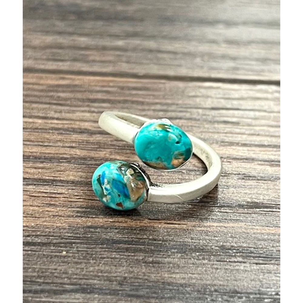 Women's Isac 10mm Side-oval Gemstone, Brass Adjustable Ring 750565