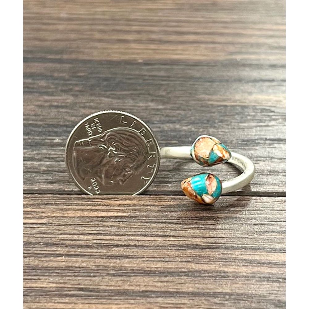 Women's Isac 12mm Drop Gemstone, Brass Adjustable Rings 750567