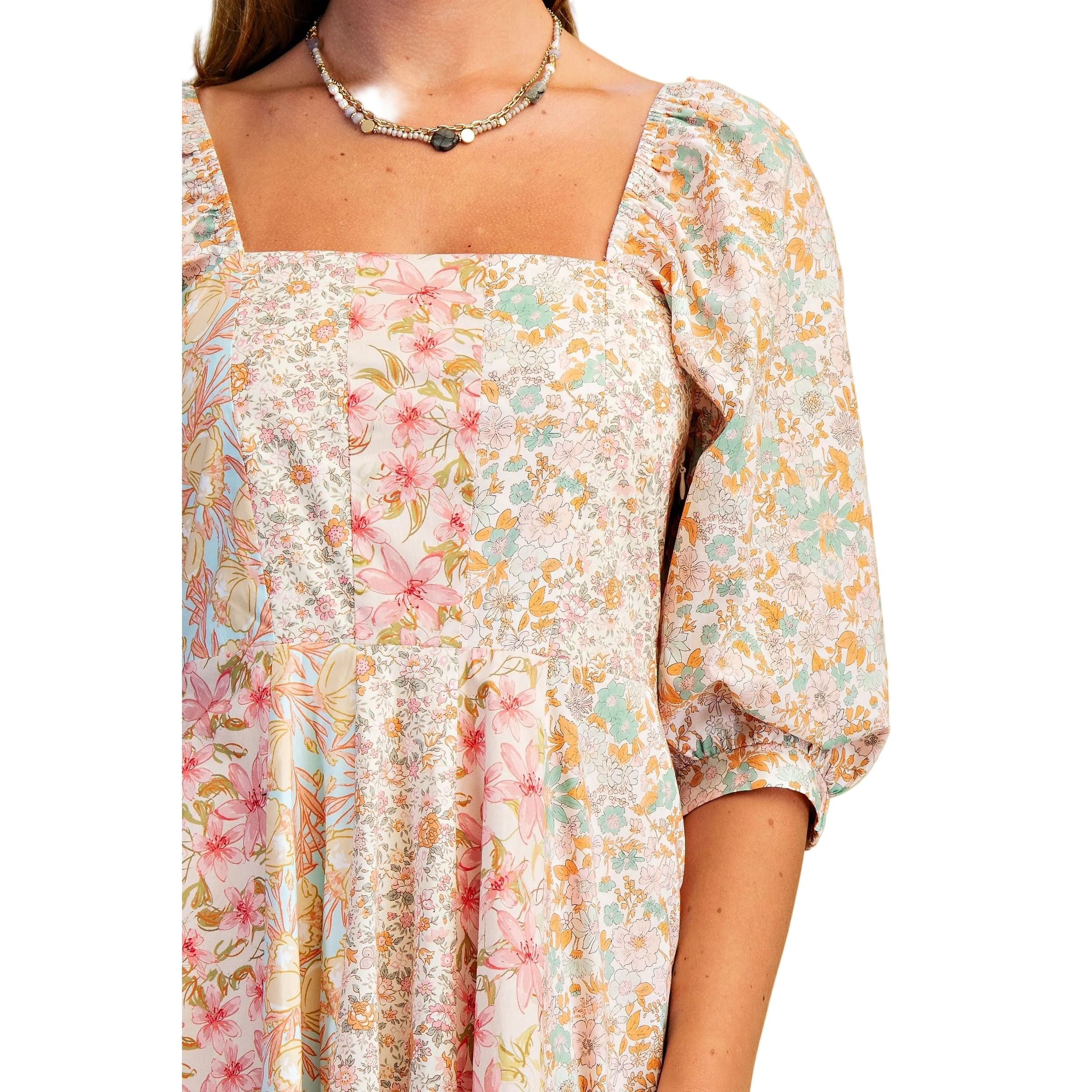 Women's Rose Mixed Floral Midi Dress TE1701