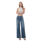 Women's Flying Monkey Mid Rise Medium Dark Wash Wide Leg Jeans F6408