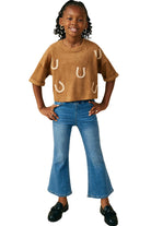 Girls Horseshoe Patched Drop Shoulder Suede GY9906