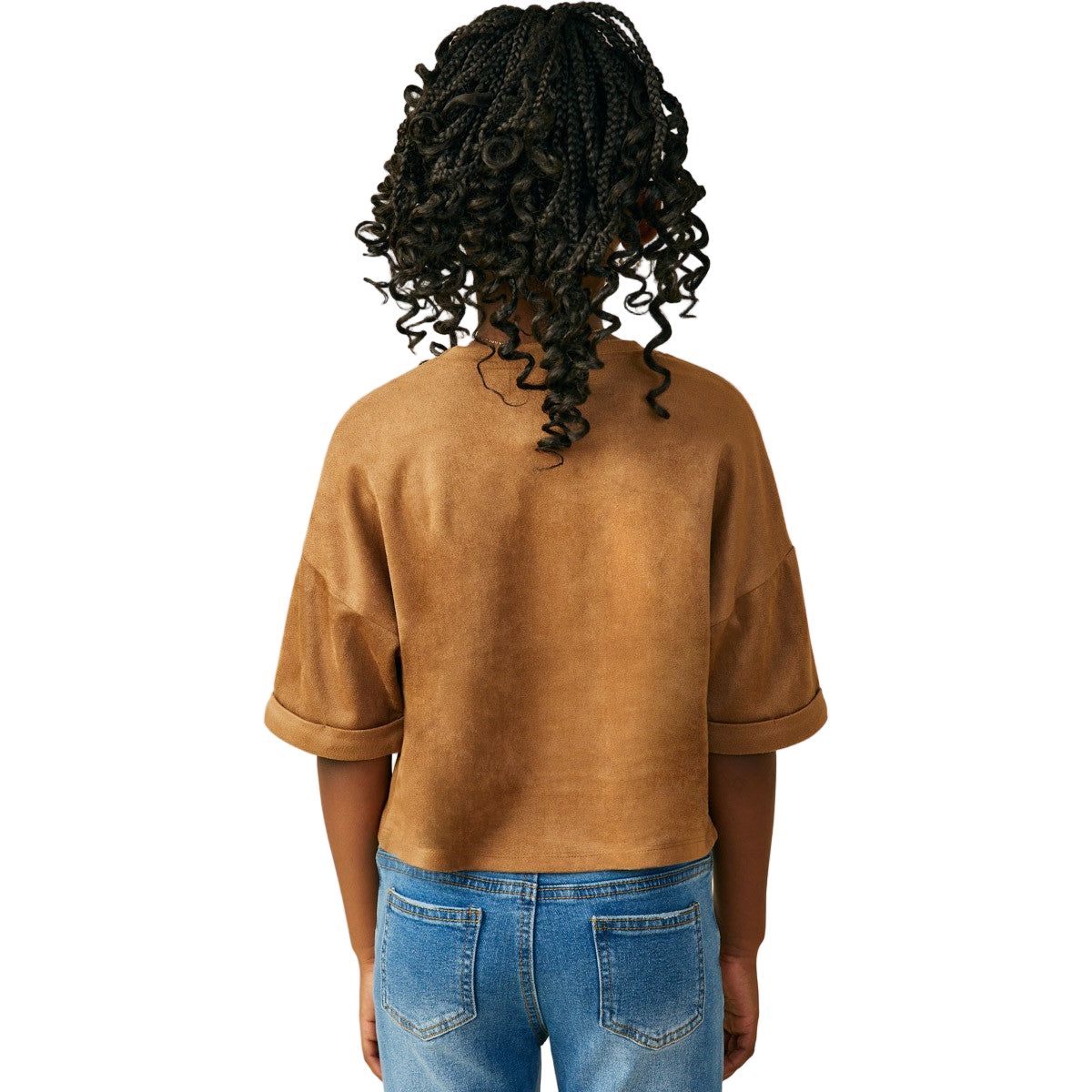 Girls Horseshoe Patched Drop Shoulder Suede GY9906