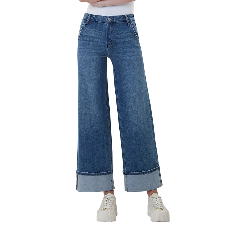 Women's Vervet High Rise Slant Pocket Cuffed Ankle Wide Jeans T7114