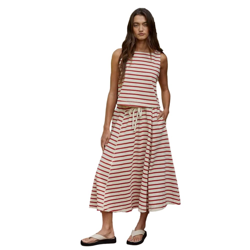 Women's By Together Sasha Red and White Striped Top L9205T