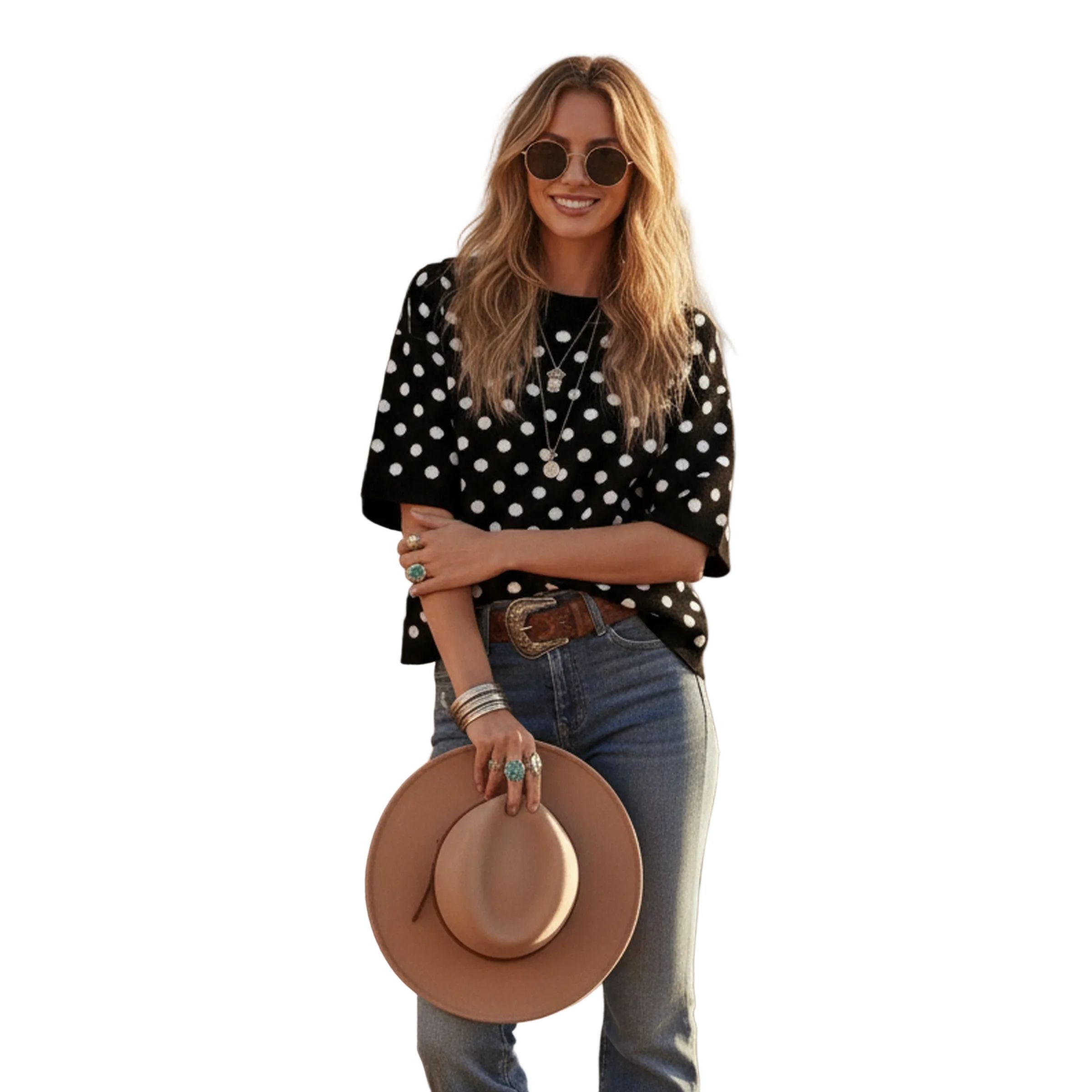 Women's Oversized Polka Dot Sweater Top SNS2253