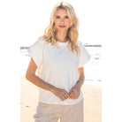 Women's Cotton Spandex Cuffed Sleeve Top T1827