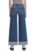 Mid Rise Pin Tuck Cuffed Baggy Wide Jeans