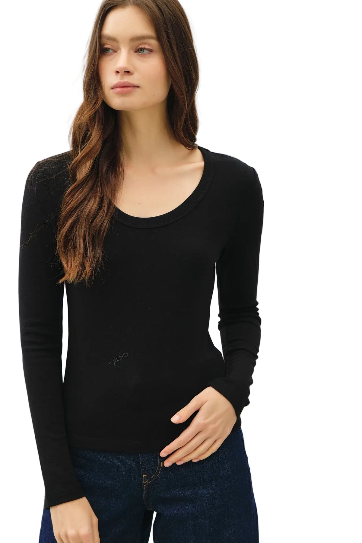 Be Cool Women's Soft Jersey U Neck Long Sleeve Shirt 