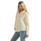 Women's Horseshoe Embroidered Fitted Shirt Blouse SDT6477