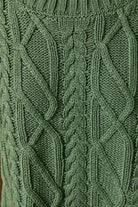 Le Lis Women's Dusty Green Cable Knit Short Sleeve Crew Neck Sweater Top 