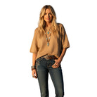 Women's Short Sleeve Oversized Sweater Top SNS2175