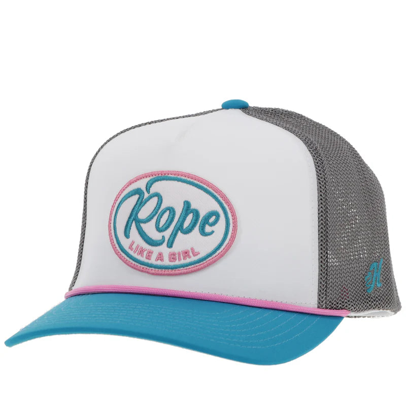 Women's Hooey "Rope Like A Girl" White, Grey and Pink Hat 2491T-WHGY - Crazy House Western Wear